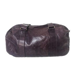 $485 M 0851 Plum SHOULDER BAG SOFT LEATHER Duffle Travel Made in Canada